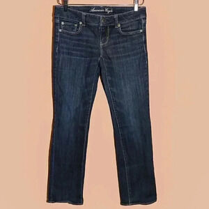 American Eagle Dark Low Rise Straight Stretch‎ Jeans Size 4 Fall Casual Pants